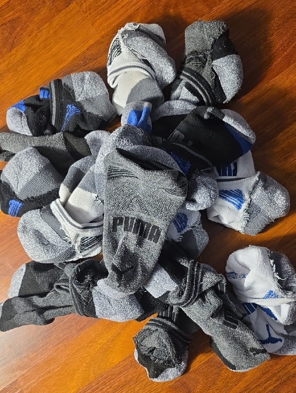 Puma Men's Gray, Black & Blue Athletic Low-Cut Socks - Multi-Pack